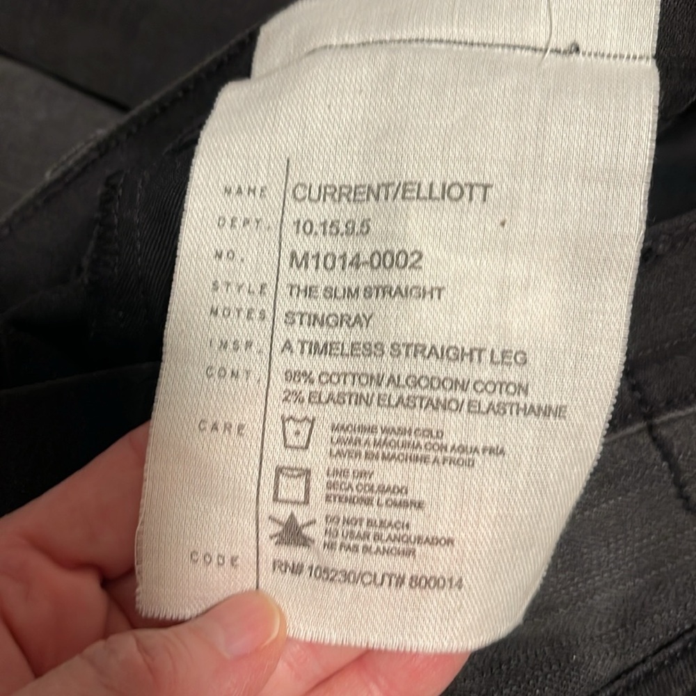 Current/Elliott The Slim Straight Black Denim Jeans Size 29 NWT - Picture 5 of 9